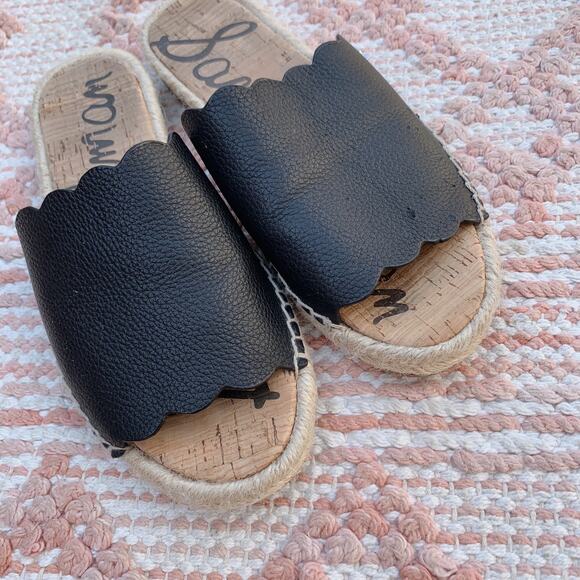 Black Sam Edelman Andy Espadrille Slide Sandals 6.5 - Picture 2 of 7
